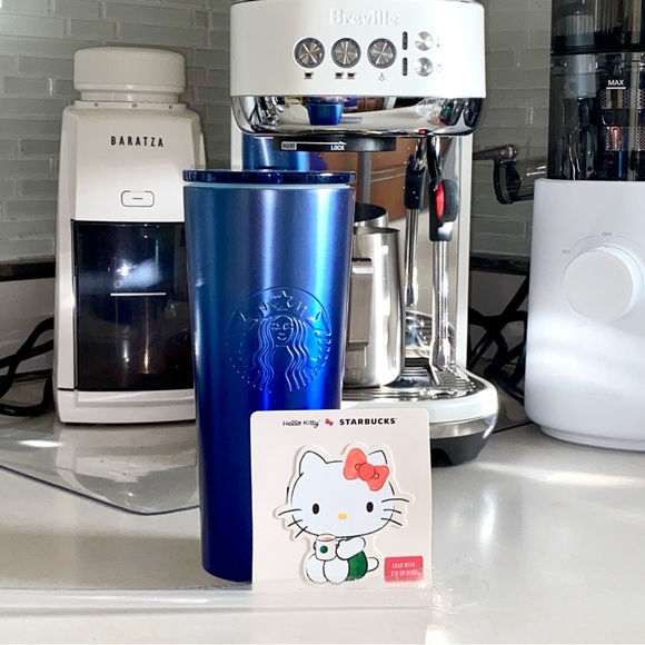 Starbucks Blue Metal Logo 16 oz Tumbler Cold Cup with straw - Picture 1 of 6